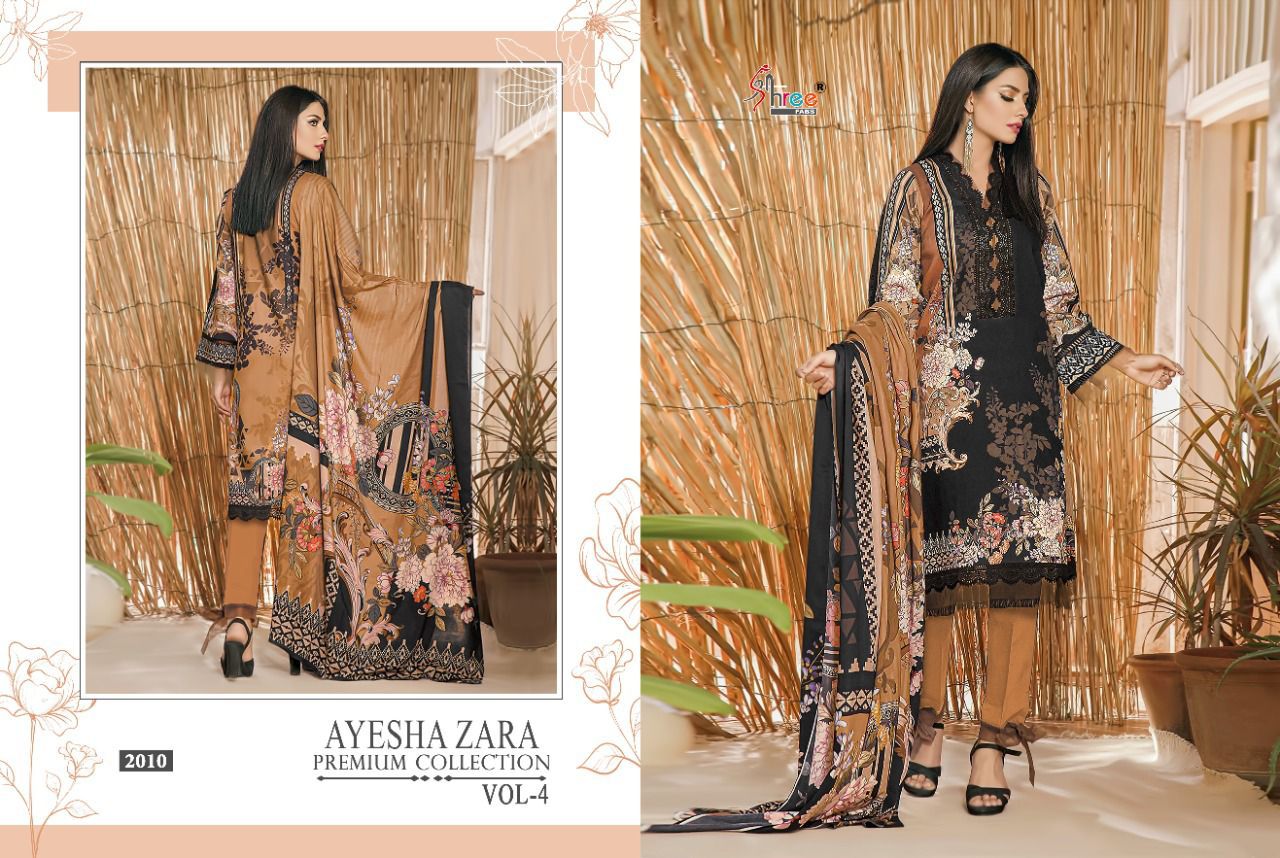 shree fab ayesha zara premium collection vol 4 cotton  decnt look salwar suit with cotton dupatta catalog