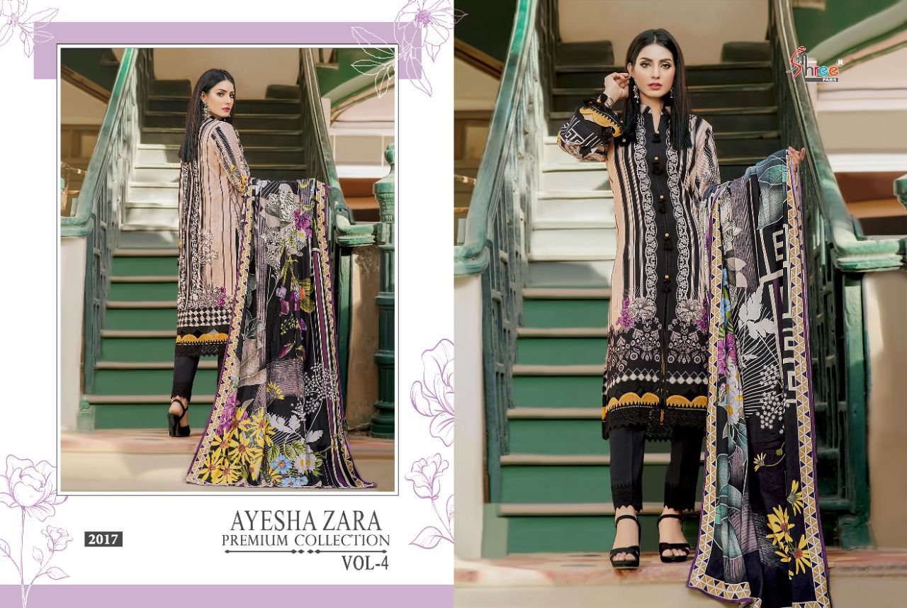 shree fab ayesha zara premium collection vol 4 cotton  decnt look salwar suit with cotton dupatta catalog