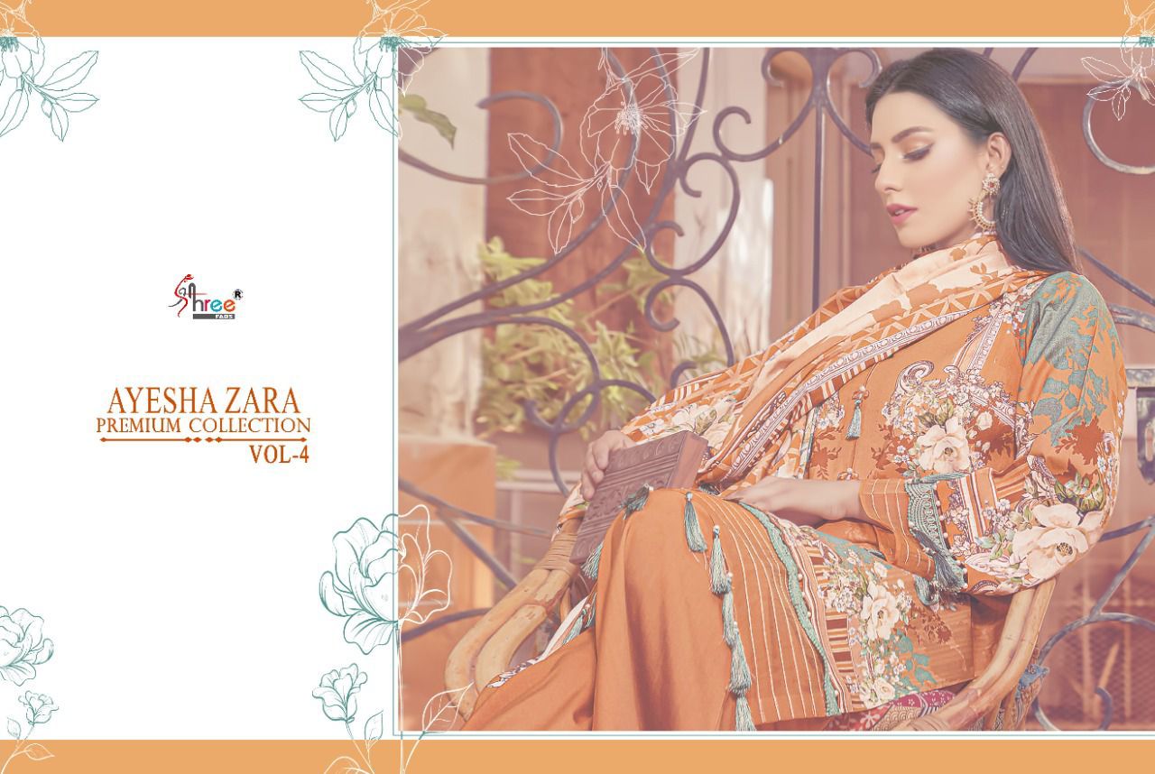 shree fab ayesha zara premium collection vol 4 cotton  decnt look salwar suit with cotton dupatta catalog