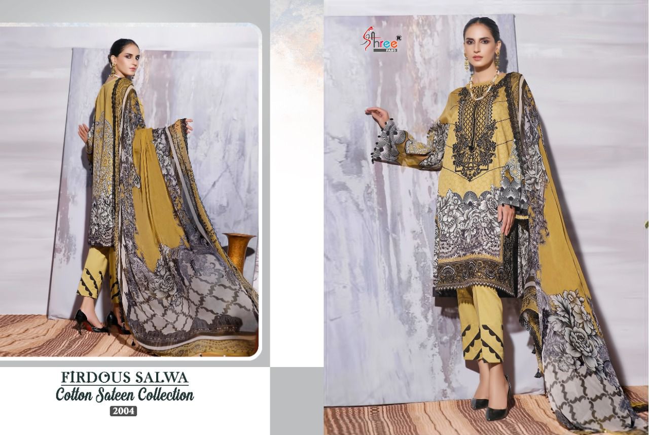 shree fab firdous salwa cotton sateen collection cotton elegant salwar suit siffon dupatta catalog