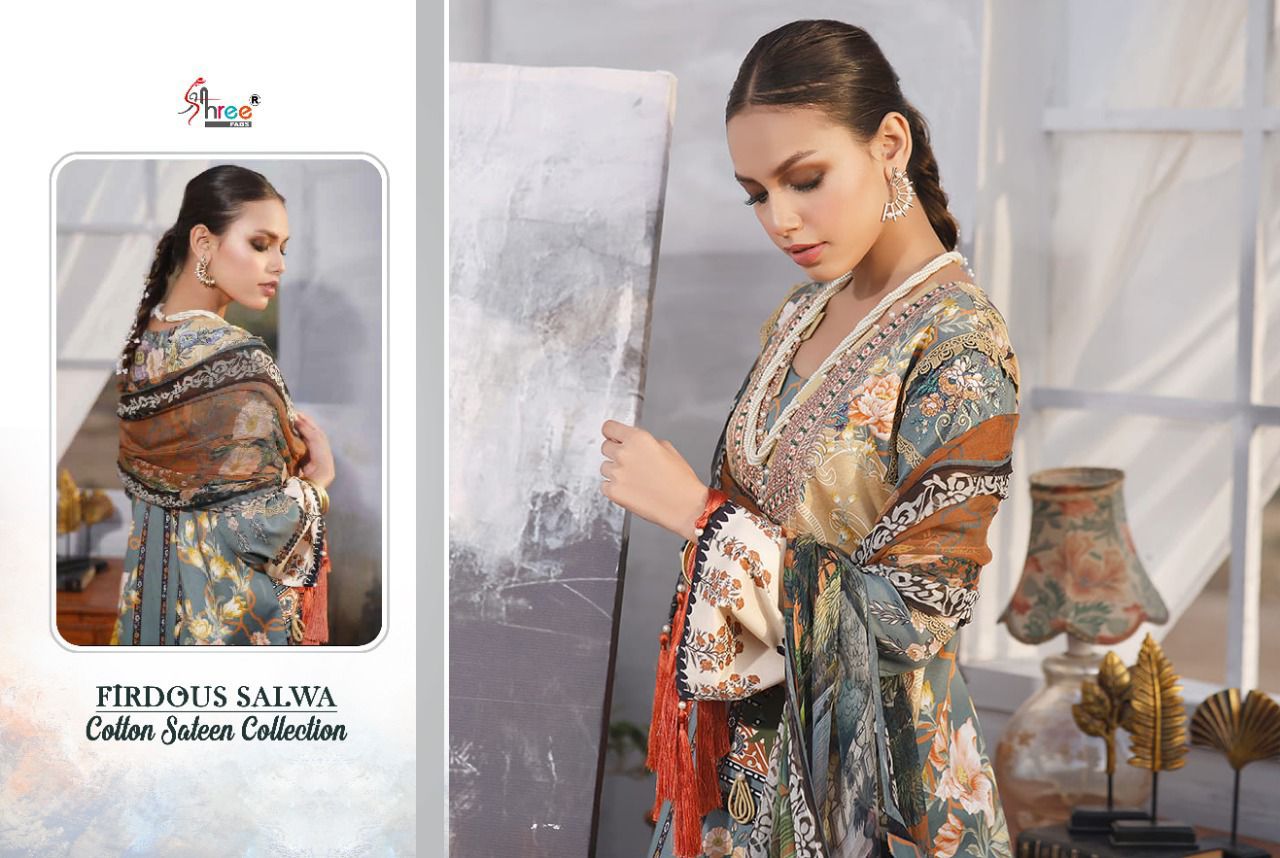 shree fab firdous salwa cotton sateen collection cotton elegant salwar suit siffon dupatta catalog