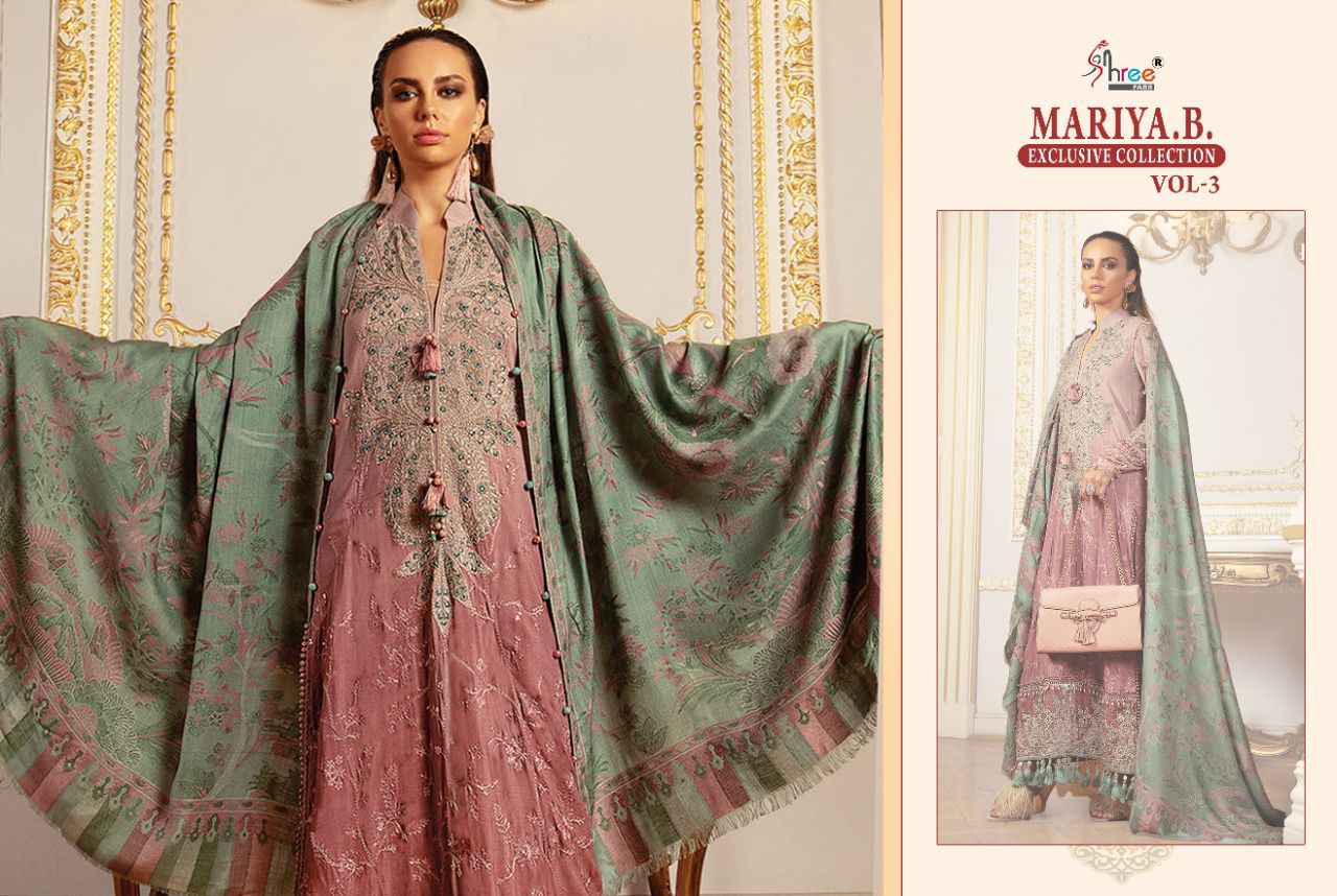 shree fab mariya b exclusive collection vol 3 cotton regal look salwar suit chiffon dupatta catalog