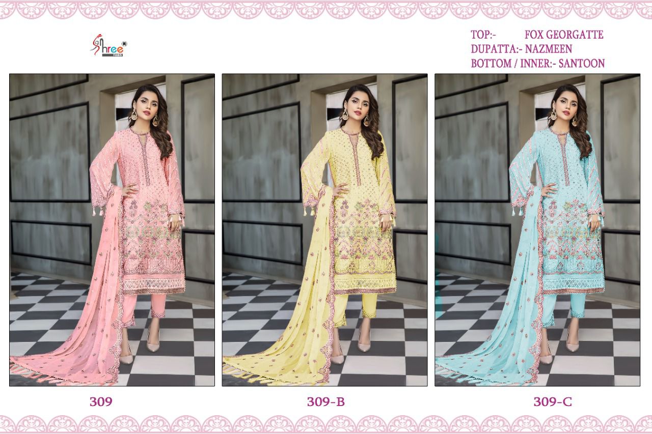 shree fab Super hit des s 309 georgette catchy look salwar suit catalog