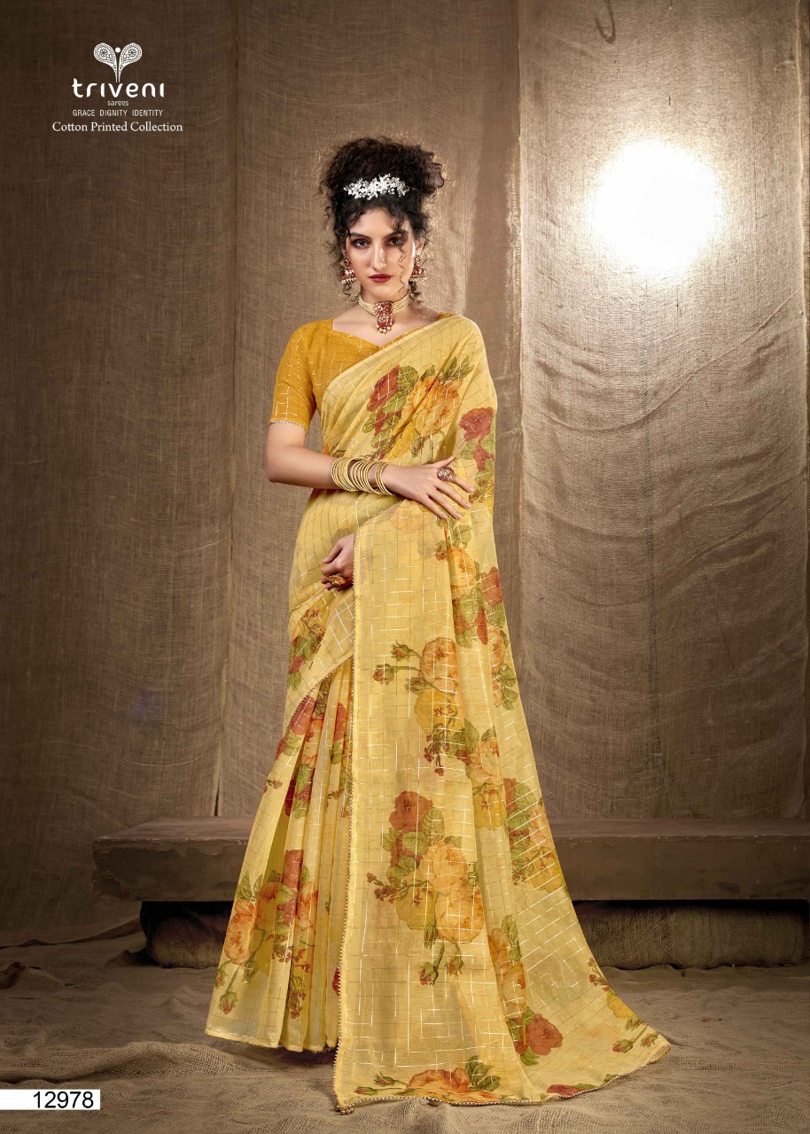 triveni kashishwari cotton regal look print saree catalog