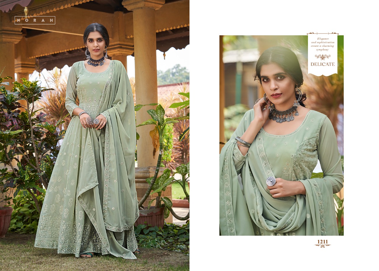 tunic house navyata  georgette classic trendy look gown bottom with dupatta catalog