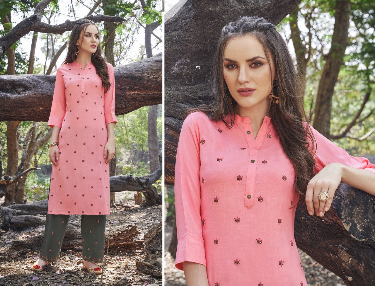 tunic house nirvi rayon elegant kurti with plazo catalog