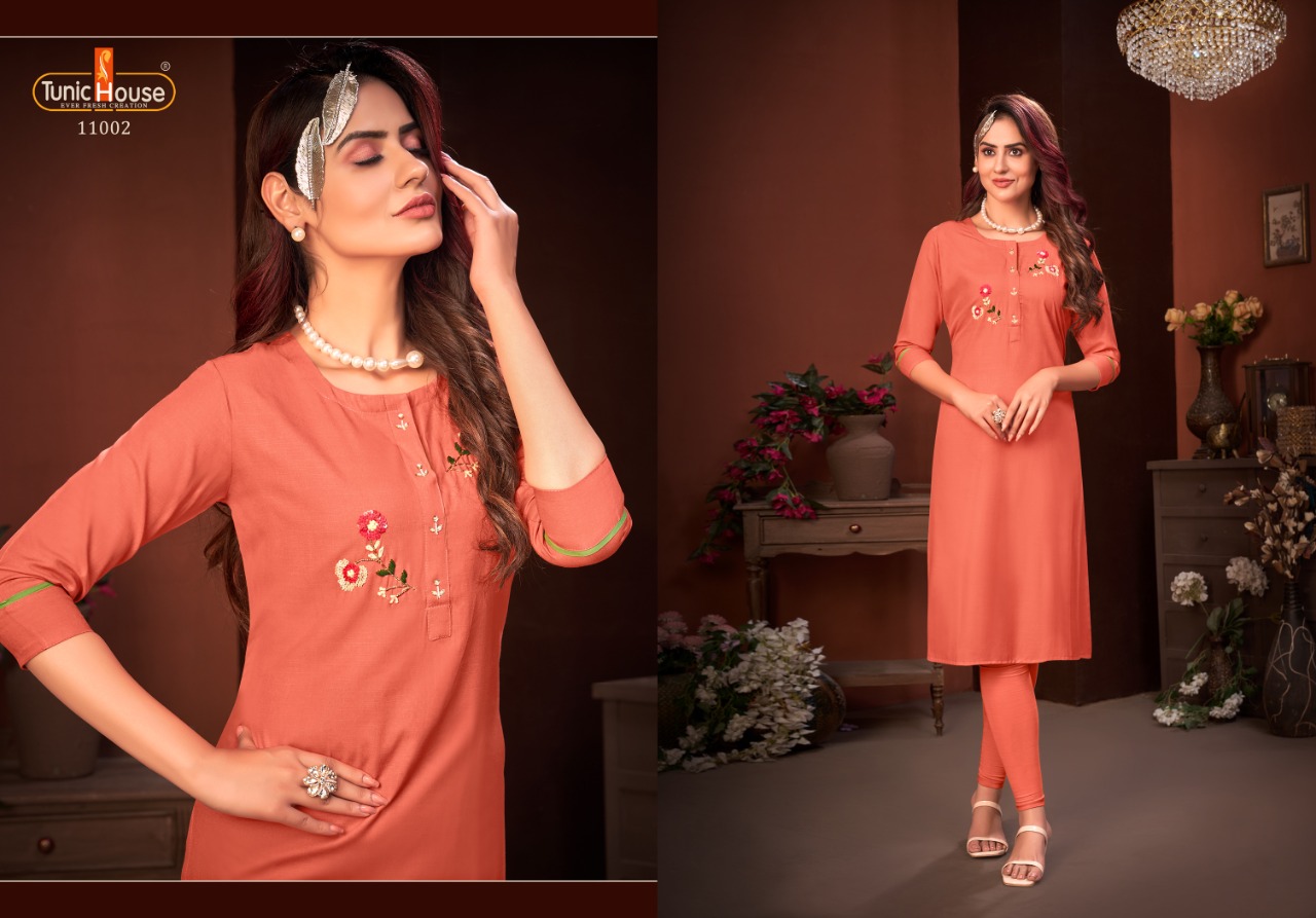 tunic house nitika vol 4 rayon classic trendy look kurti catalog