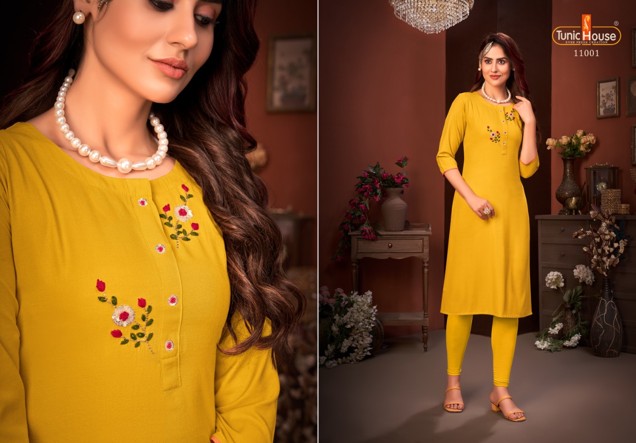 tunic house nitika vol 4 rayon classic trendy look kurti catalog