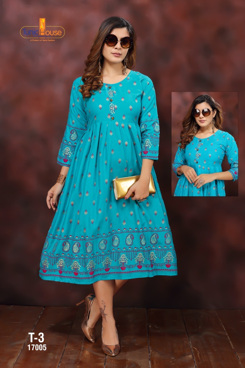 tunic house T 3 rayon classic trendy look kurti catalog