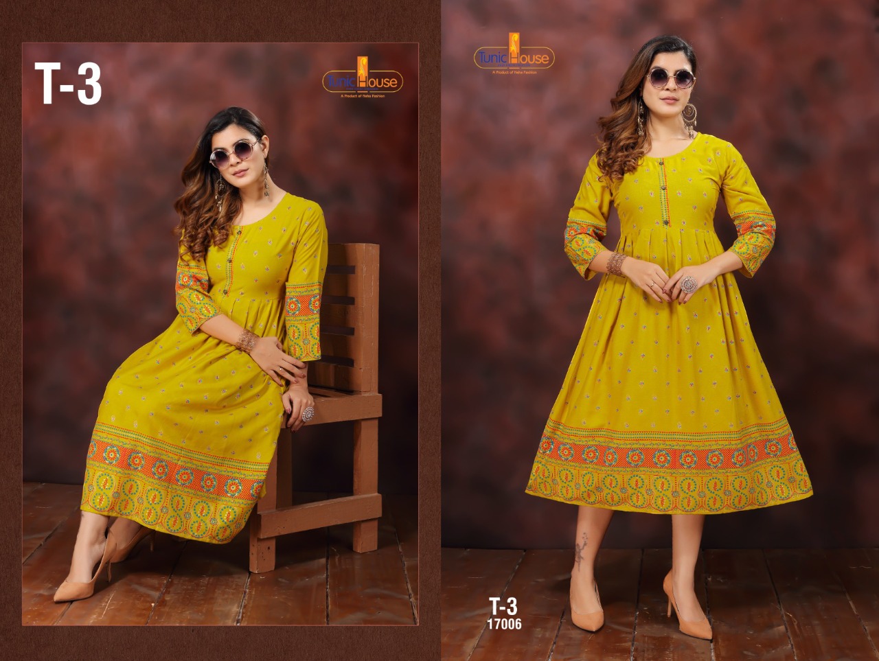 tunic house T 3 rayon classic trendy look kurti catalog