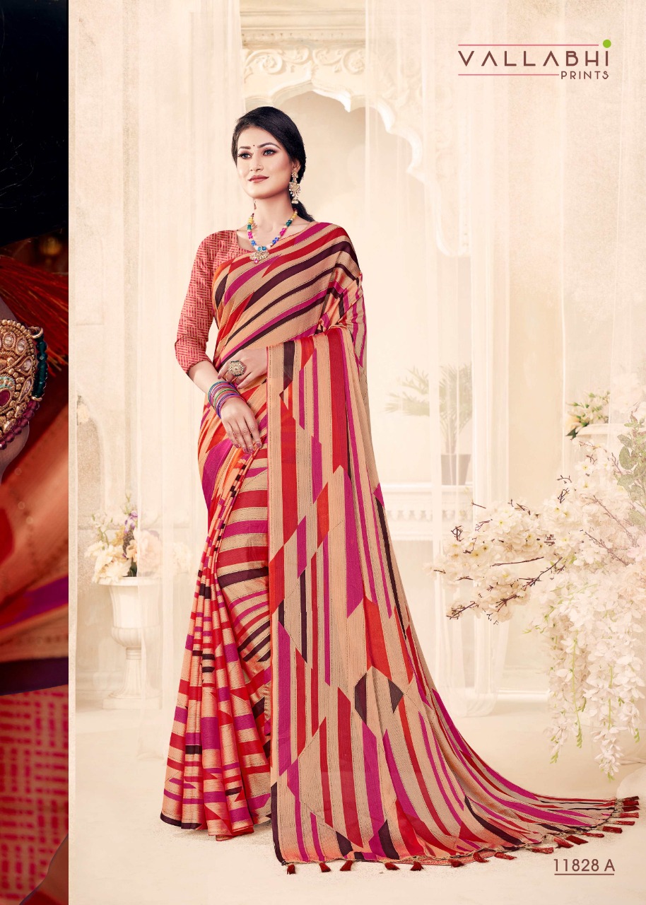 vallabhi print firangi 11828 chiffon print astonishing saree catalog