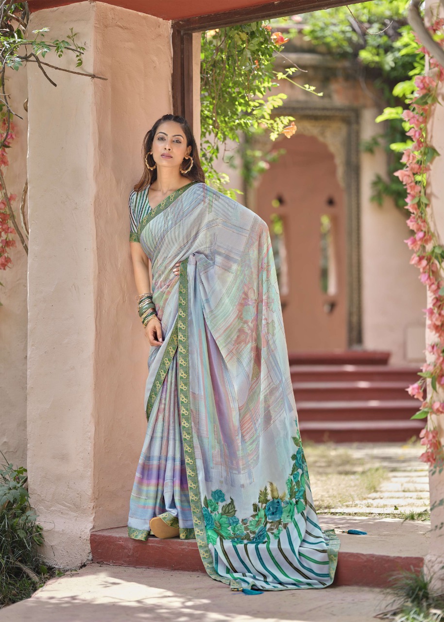 vallabhi print lahare chiffon print catchy look saree catalog