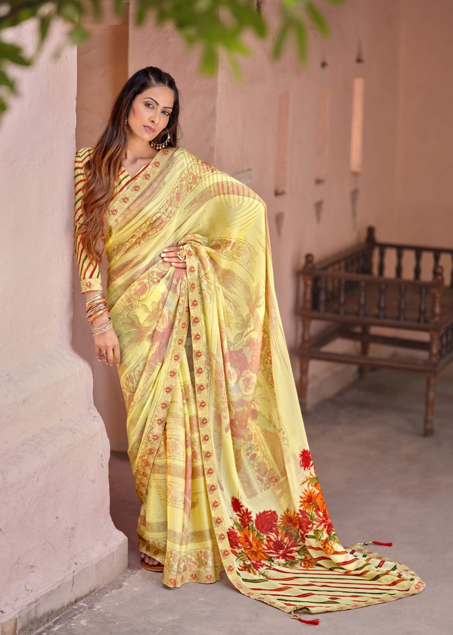 vallabhi print lahare chiffon print catchy look saree catalog