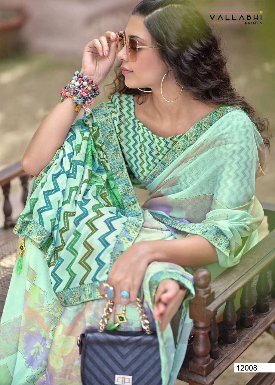 vallabhi print lahare chiffon print catchy look saree catalog