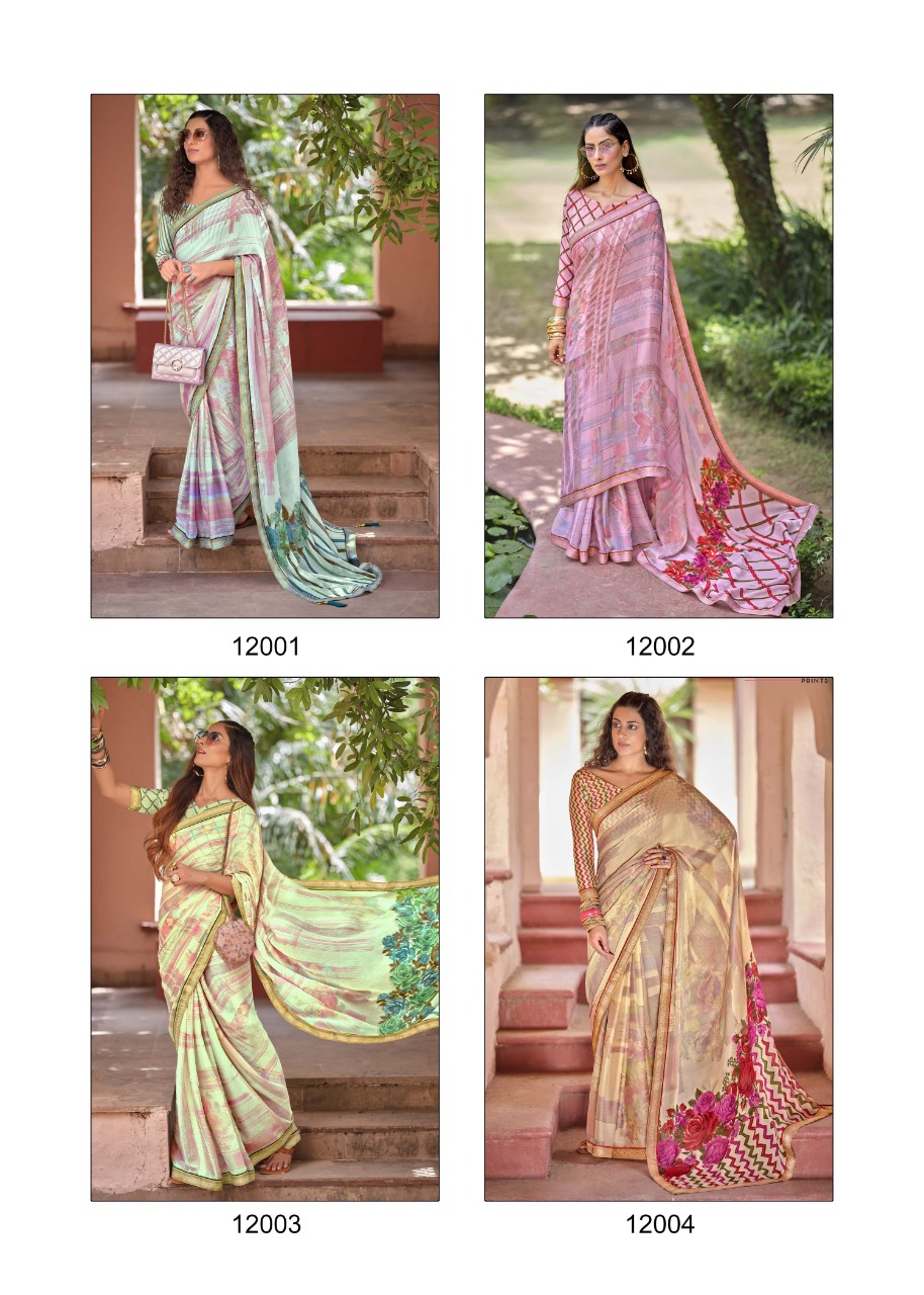 vallabhi print lahare chiffon print catchy look saree catalog