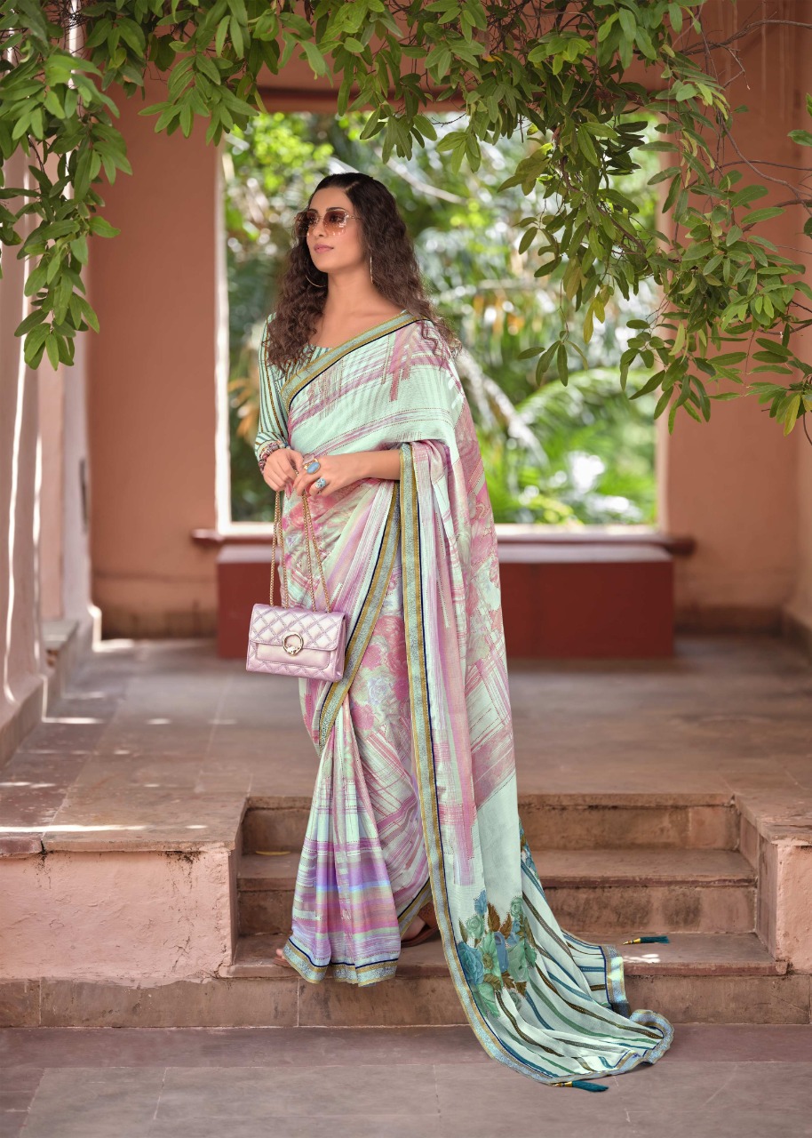 vallabhi print lahare chiffon print catchy look saree catalog