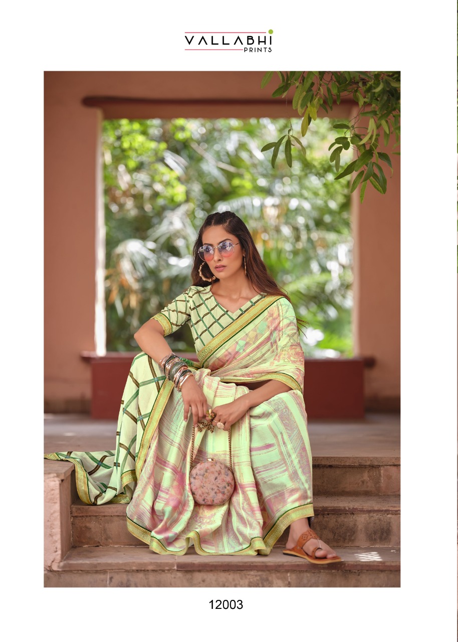 vallabhi print lahare chiffon print catchy look saree catalog