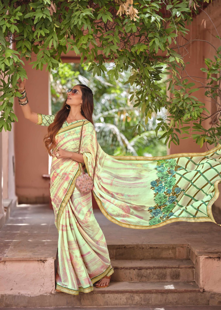 vallabhi print lahare chiffon print catchy look saree catalog