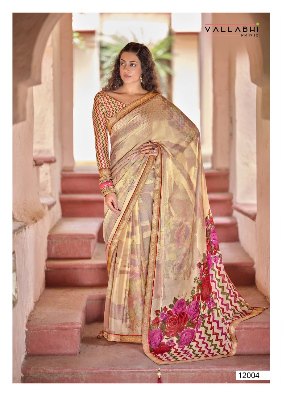 vallabhi print lahare chiffon print catchy look saree catalog