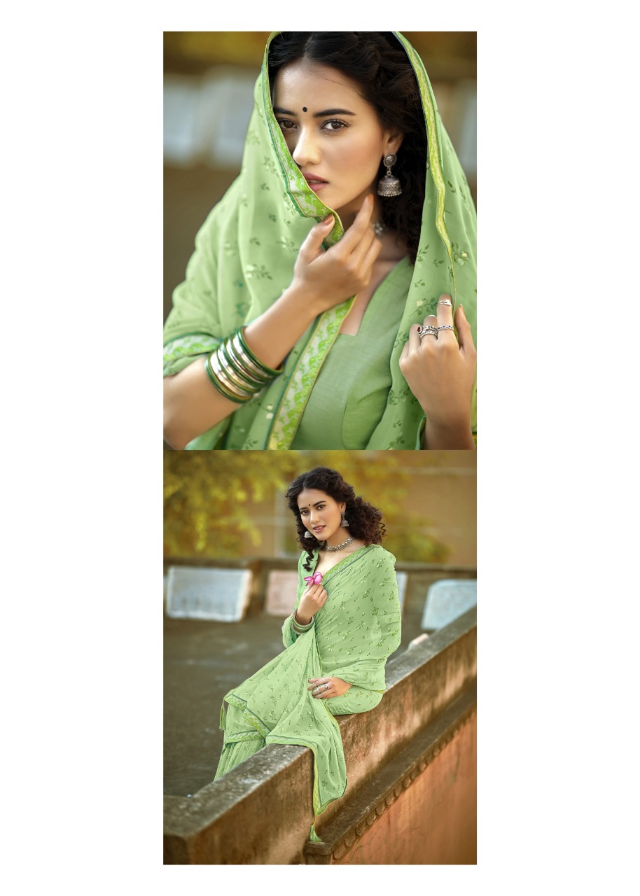 vallabhi print morpankh georgette elegant saree catalog