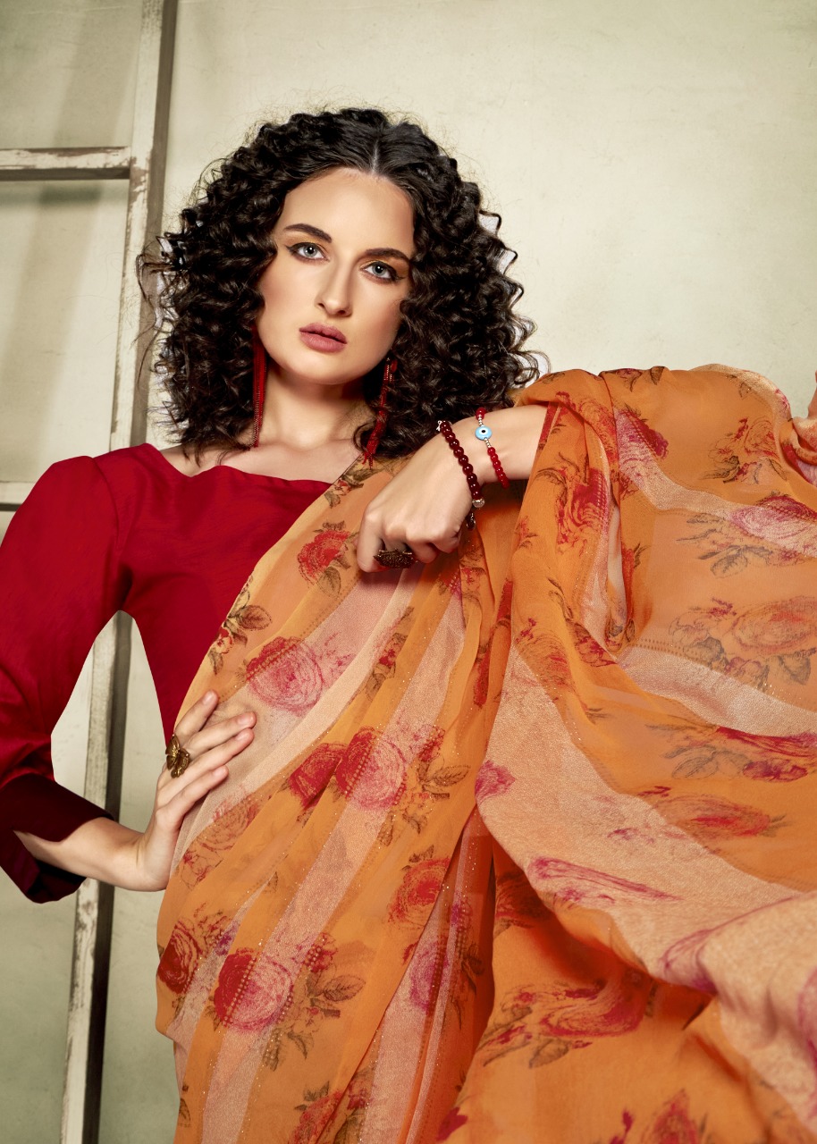 vallabhi print raseeli georgette exclusive print saree catalog