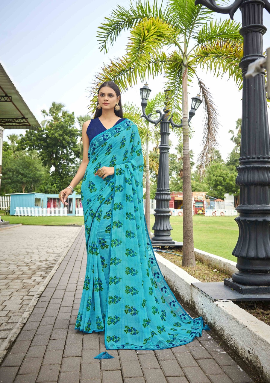 vallabhi print roohi georgette elegant saree catalog