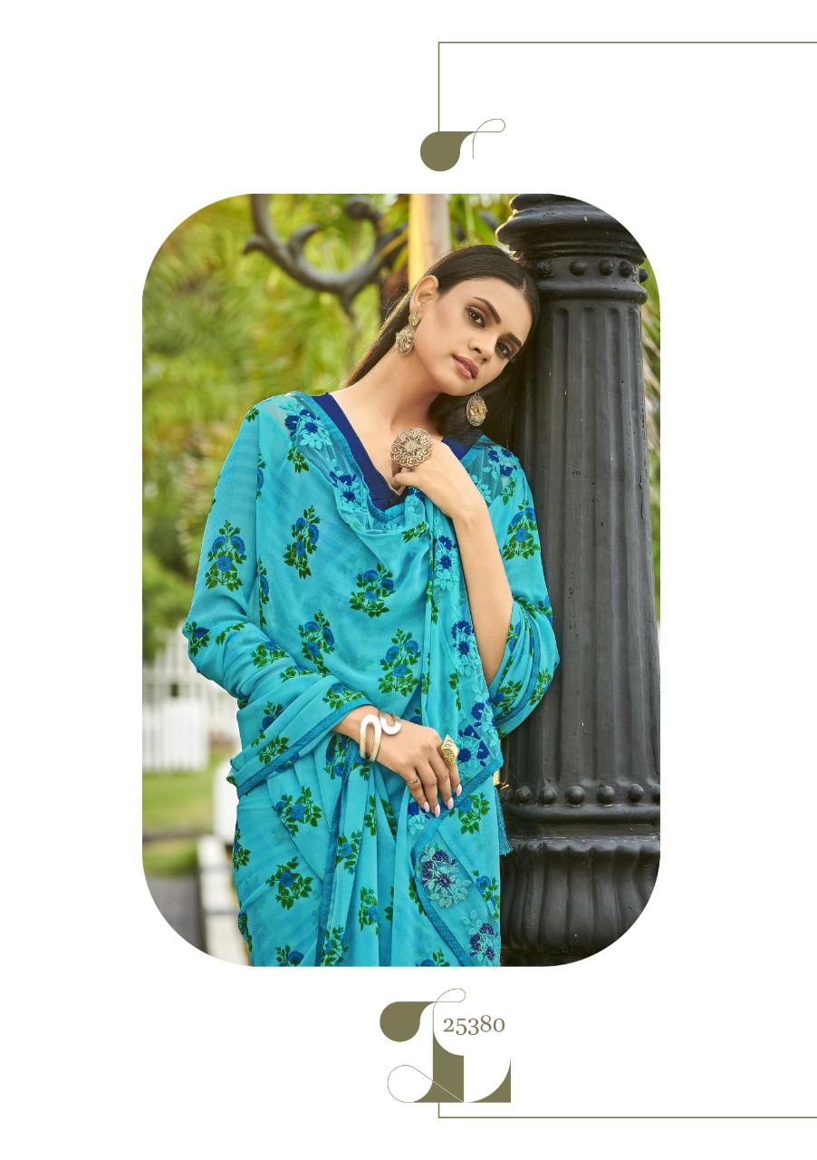 vallabhi print roohi georgette elegant saree catalog