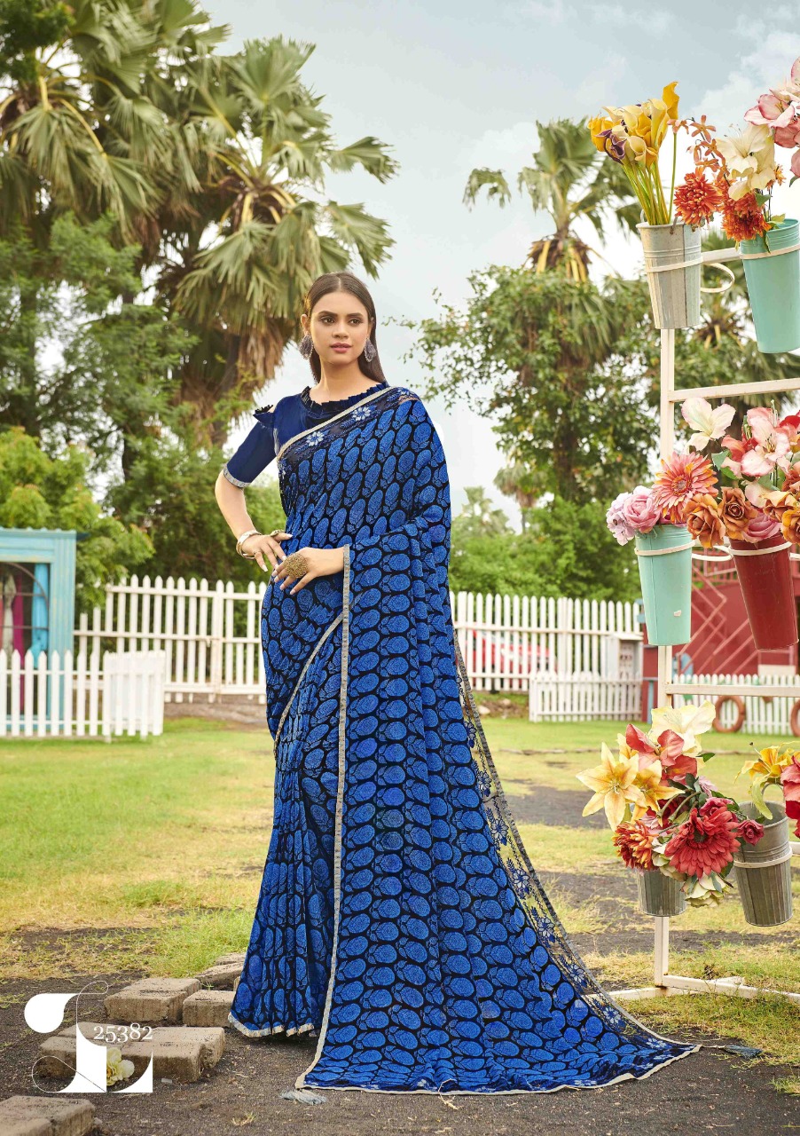 vallabhi print roohi georgette elegant saree catalog