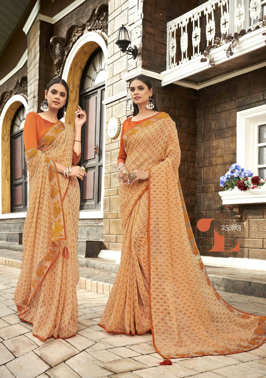 vallabhi print roohi georgette elegant saree catalog