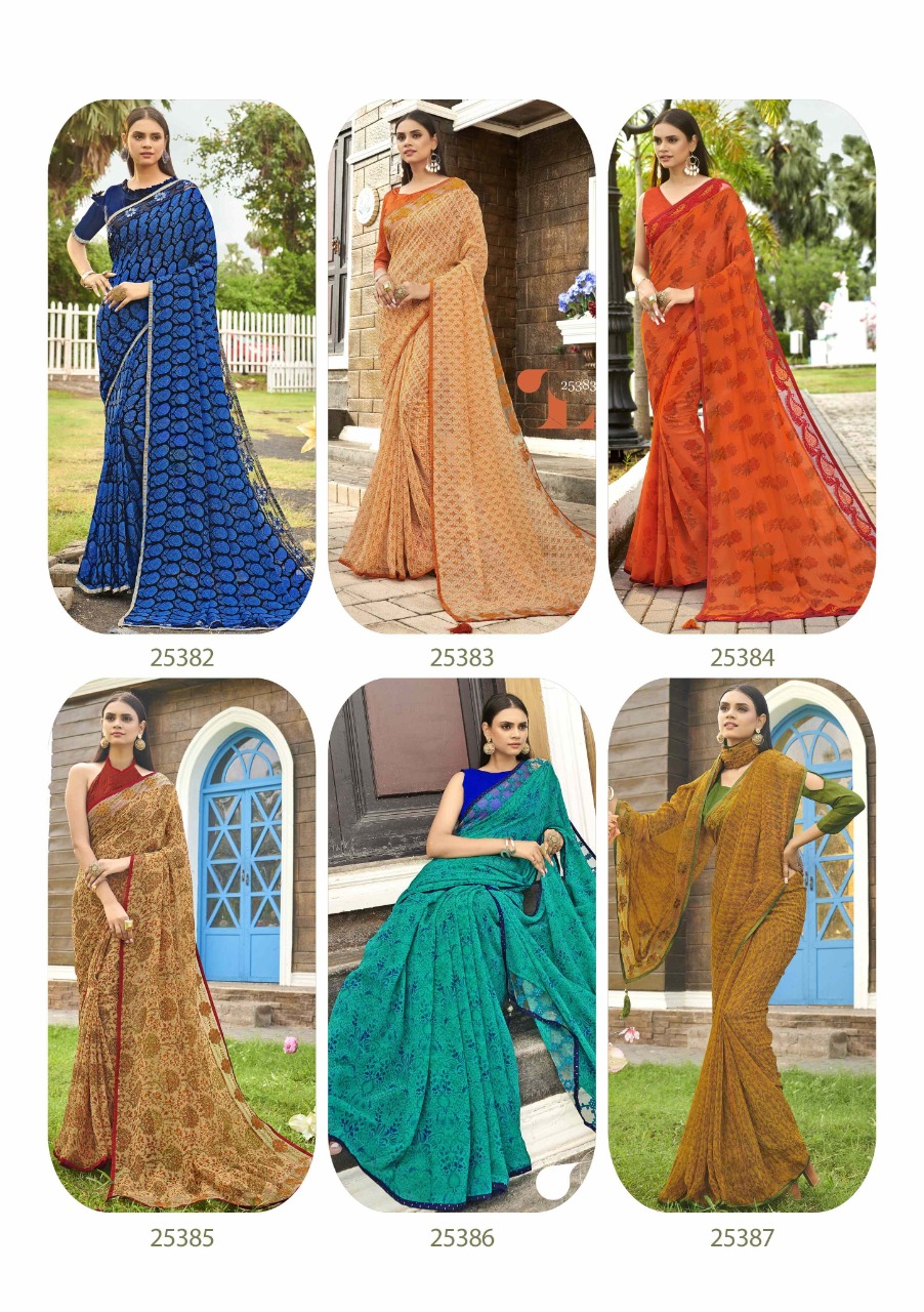 vallabhi print roohi georgette elegant saree catalog