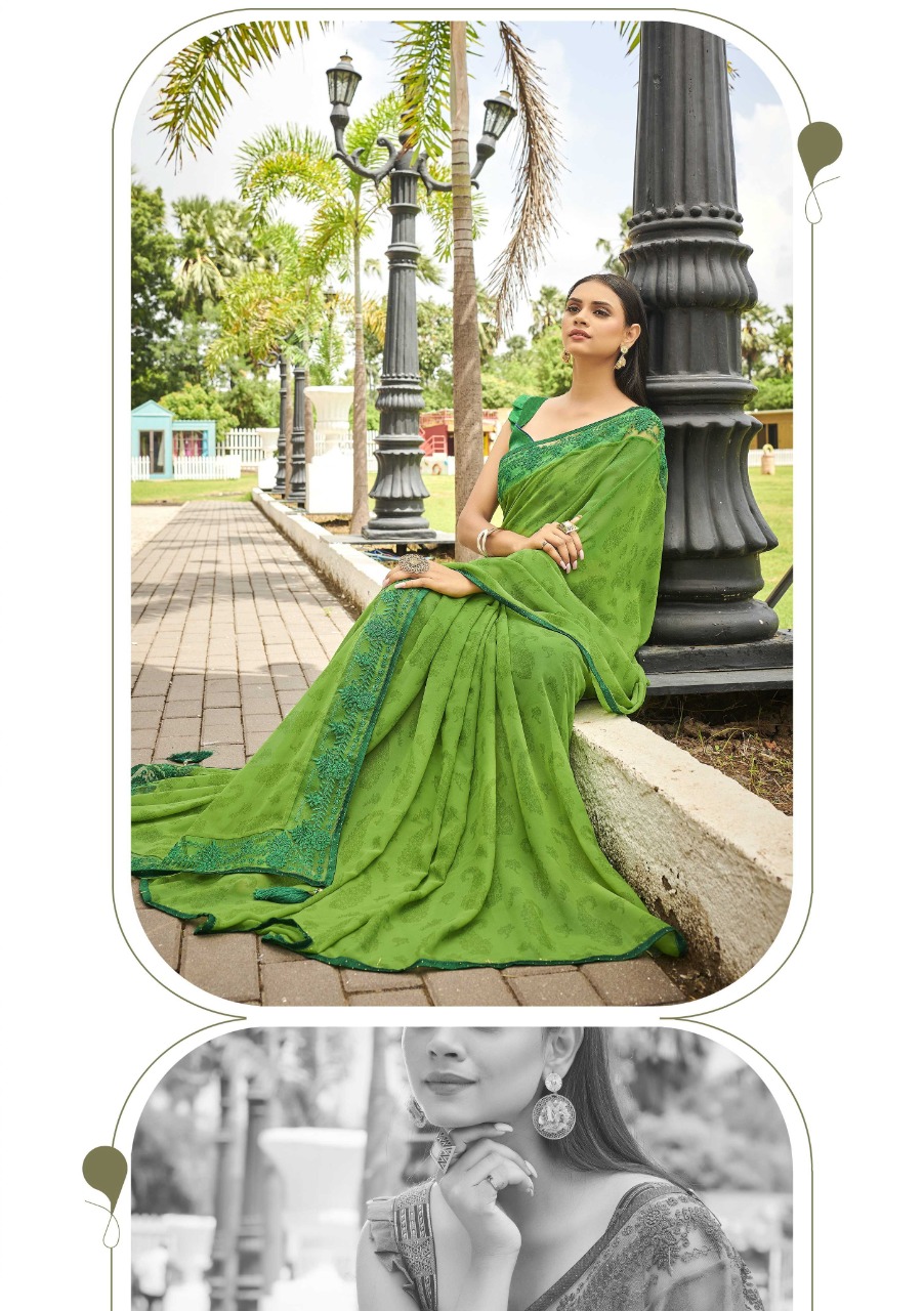 vallabhi print roohi georgette elegant saree catalog