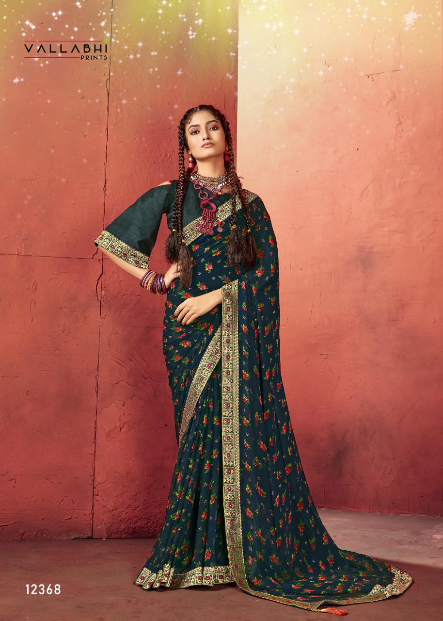 vallabhi print valentino georgette exclusive print saree catalog