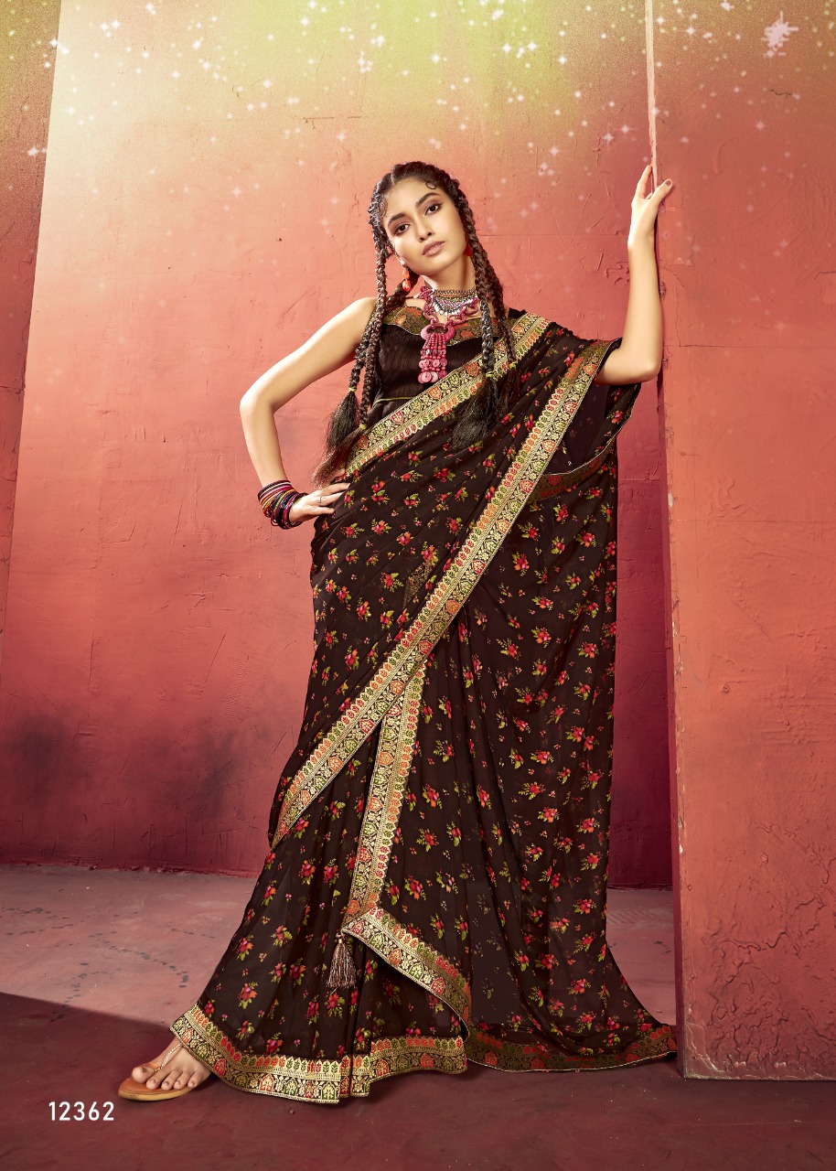 vallabhi print valentino georgette exclusive print saree catalog