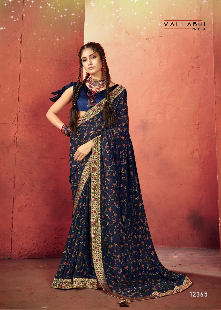 vallabhi print valentino georgette exclusive print saree catalog