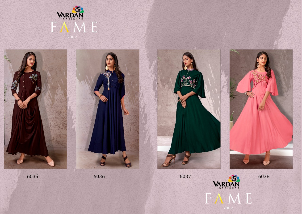 vardan designer Fame Vol 2 rayon innovative look kurti catalog