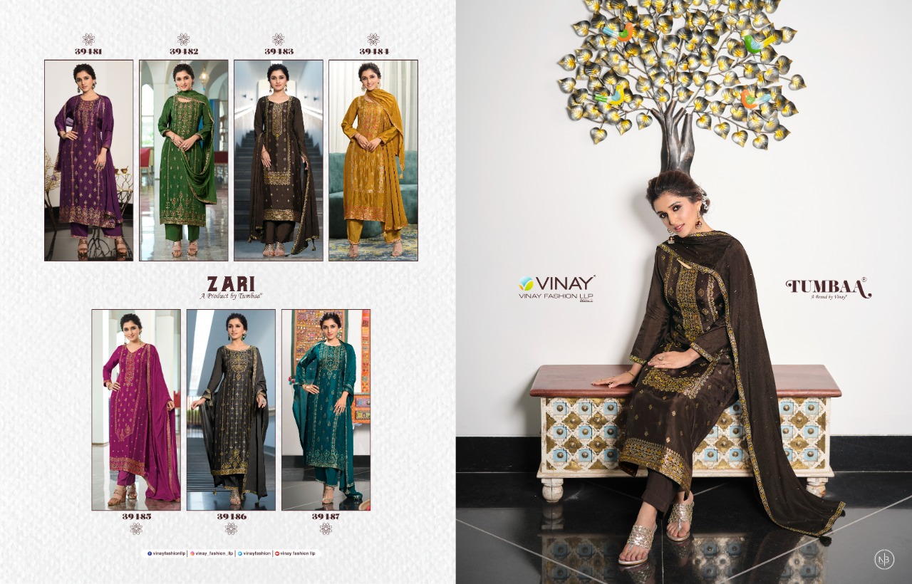 vinay fashion tumbaa zari viscose regal look top bottom with dupatta catalog