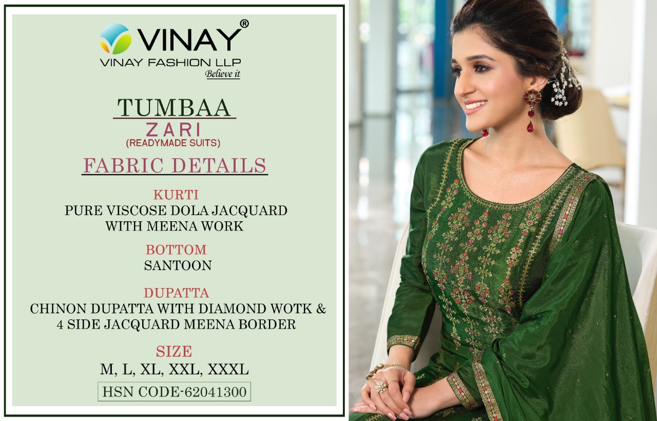 vinay fashion tumbaa zari viscose regal look top bottom with dupatta catalog