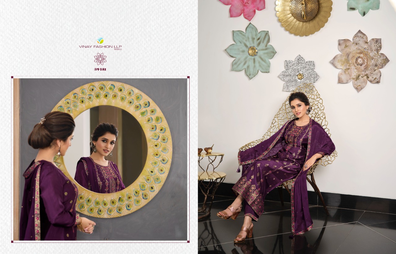 vinay fashion tumbaa zari viscose regal look top bottom with dupatta catalog