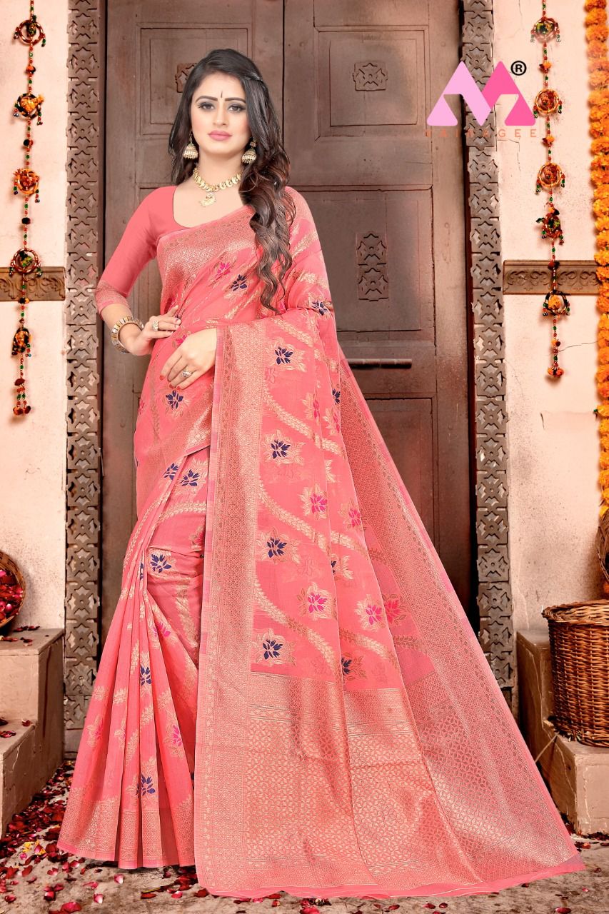 vivera international Raja Sarees Chanderi cotton regal look saree catalog