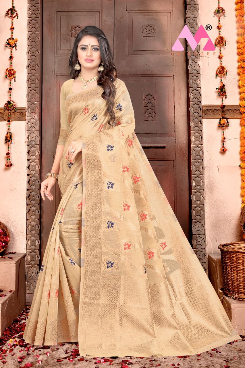 vivera international Raja Sarees Chanderi cotton regal look saree catalog