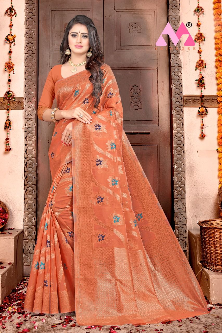 vivera international Raja Sarees Chanderi cotton regal look saree catalog