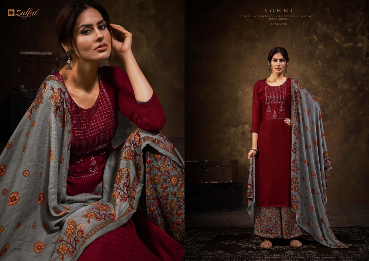 zulfat designer suit sohni pashmina exclusive print salwar suit catalog