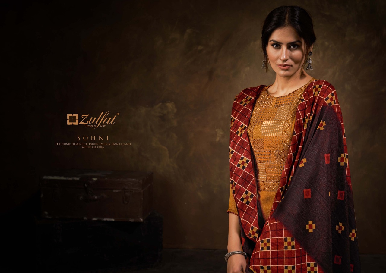 zulfat designer suit sohni pashmina exclusive print salwar suit catalog