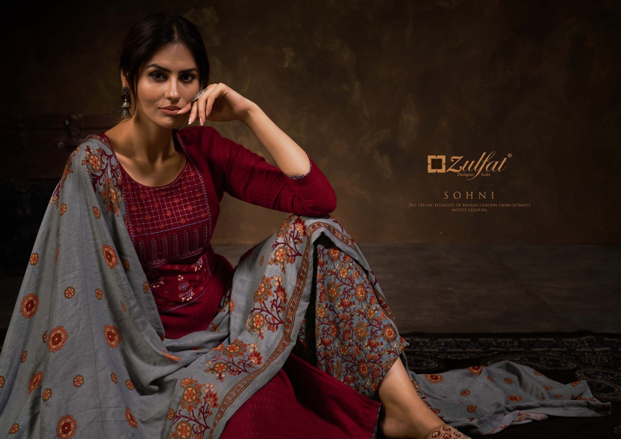 zulfat designer suit sohni pashmina exclusive print salwar suit catalog