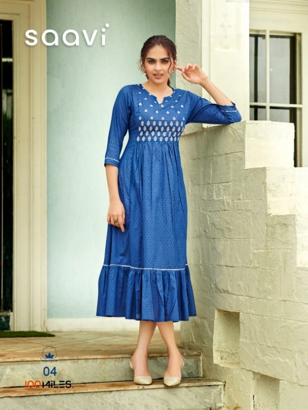 100 miles saavi cotton authentic fabric long dress with embroidery kurti catalog