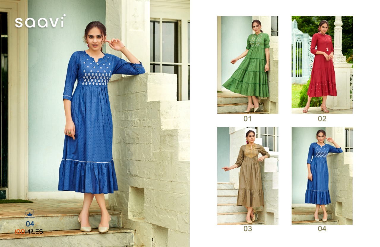 100 miles saavi cotton authentic fabric long dress with embroidery kurti catalog