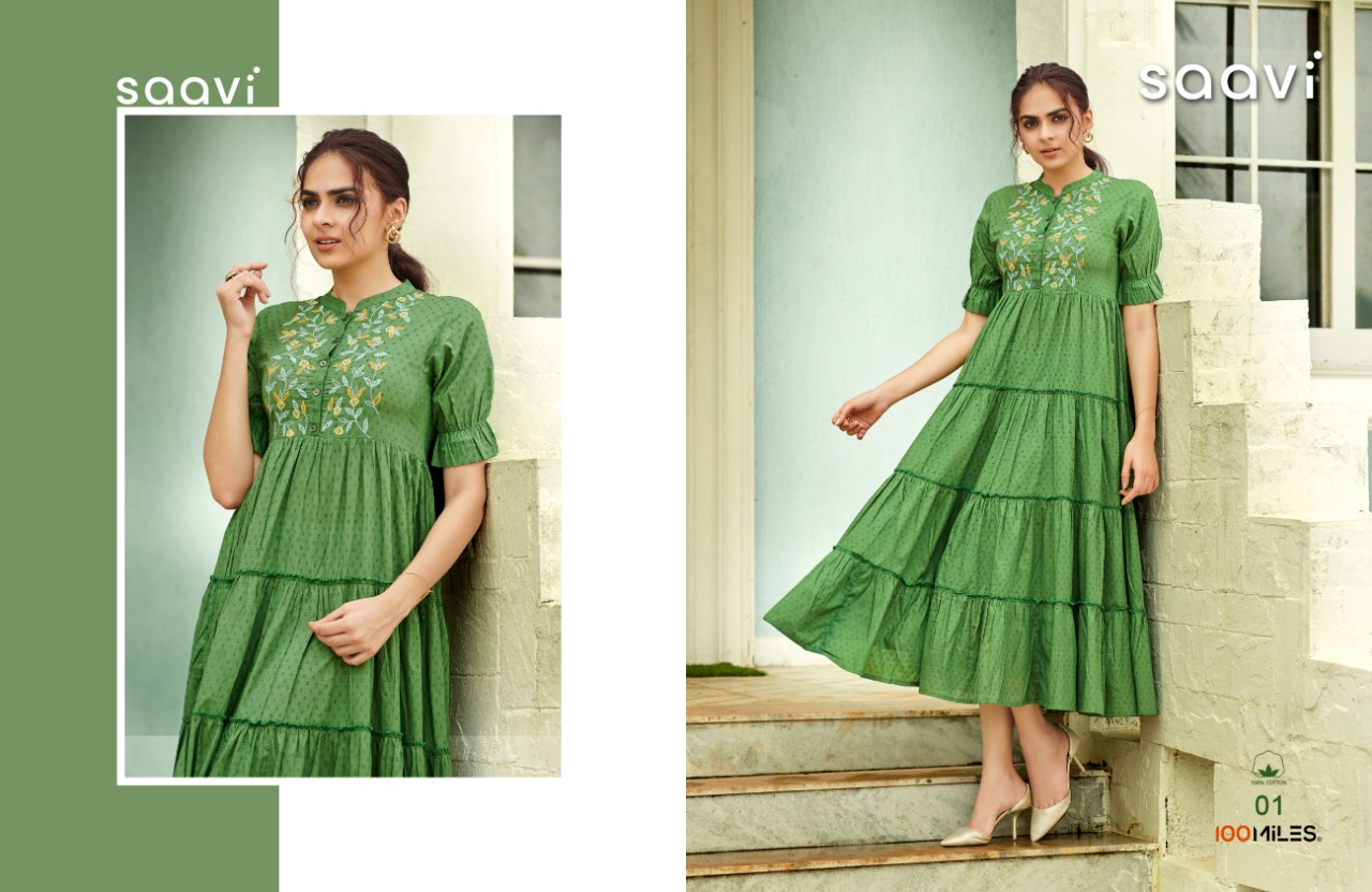 100 miles saavi cotton authentic fabric long dress with embroidery kurti catalog