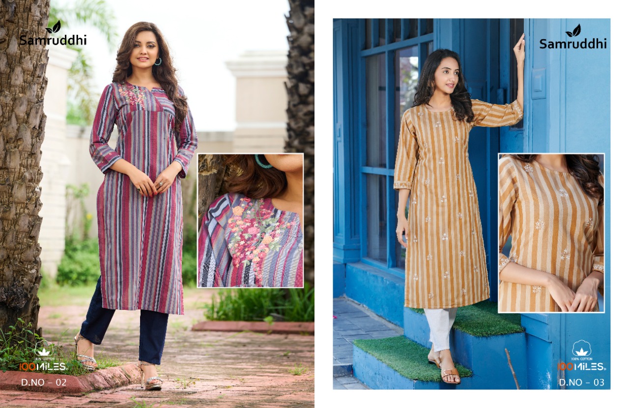 100 miles samruddhi cotton catchy look kurti catalog