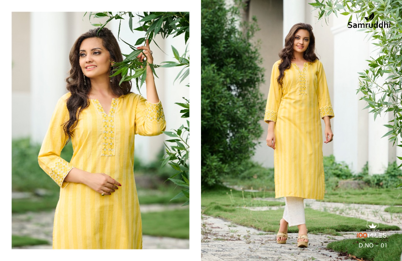 100 miles samruddhi cotton catchy look kurti catalog