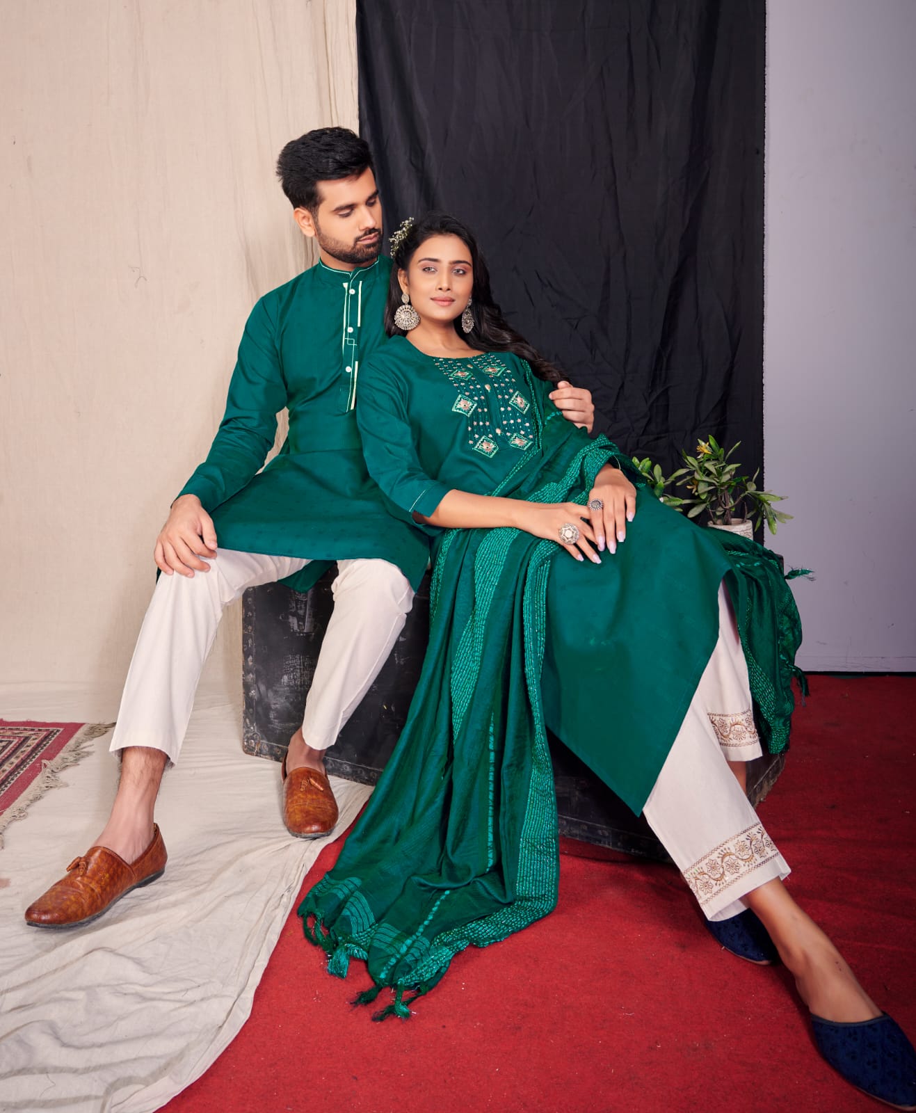 Banwery Fashion  Royal Couple V 9 stylish look Royal couple combo of Kurta with Payjama and Kurti with Pants and Dupatta catalog